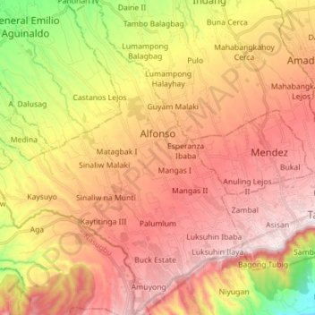 Alfonso topographic map, elevation, relief