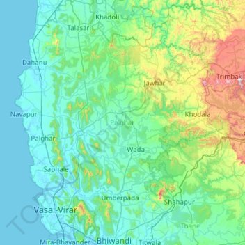 Palghar In Maharashtra Map Palghar Topographic Map, Elevation, Relief