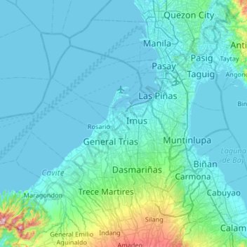 Map Of Indang Cavite Cavite City Topographic Map, Elevation, Relief