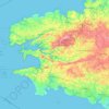Finistère topographic map, relief map, elevations map