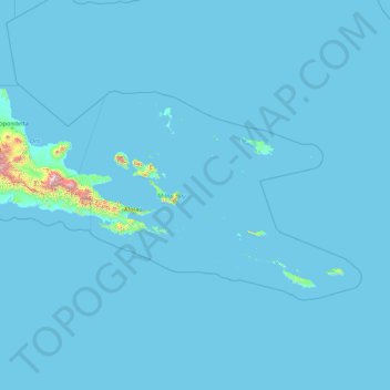 Milne Bay topographic map, elevation, relief