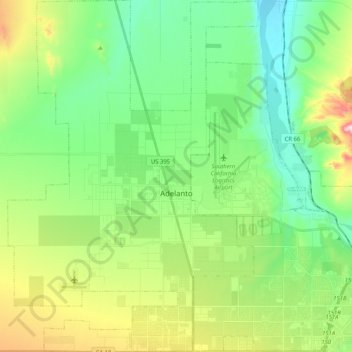 Adelanto topographic map, elevation, relief