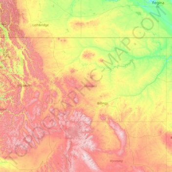 Montana topographic map, elevation, relief