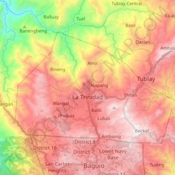 La Trinidad Benguet Map La Trinidad Topographic Map, Elevation, Relief