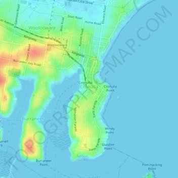 Map Of Cronulla Beach Cronulla Topographic Map, Elevation, Relief