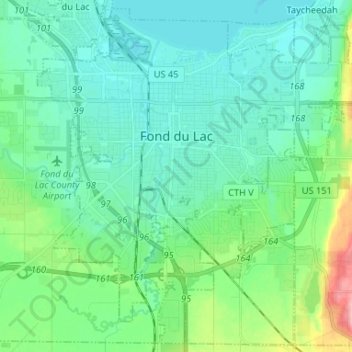 Gis Map Fond Du Lac Fond Du Lac Topographic Map, Elevation, Relief
