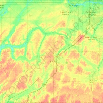 Eaton County topographic map, elevation, relief