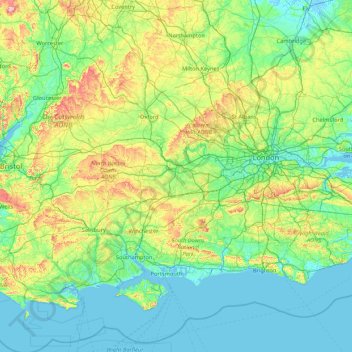 Map Of South East South East Topographic Map, Elevation, Relief