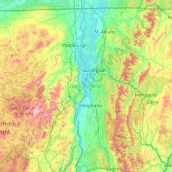 Lake Champlain Topographic Map Elevation Relief   Thumbnail 