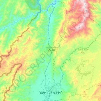 Dien Bien Phu topographic map, elevation, relief