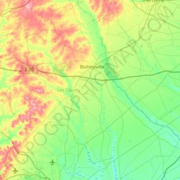 Lee County topographic map, elevation, relief