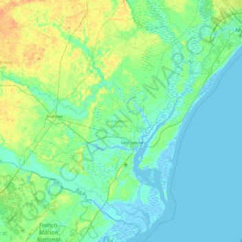 Georgetown County Gis Map Georgetown County Topographic Map, Elevation, Relief