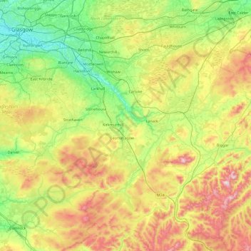 Clyde River Scotland Map River Clyde Topographic Map, Elevation, Relief