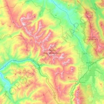 Eagles Nest Wilderness Trail Map Eagles Nest Wilderness Area Topographic Map, Elevation, Relief