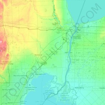 Lake St Clair Topographic Map Saint Clair County Topographic Map, Elevation, Relief