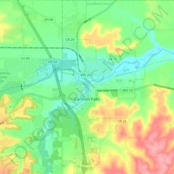 Cannon Falls Mn Map Cannon Falls Topographic Map, Elevation, Relief