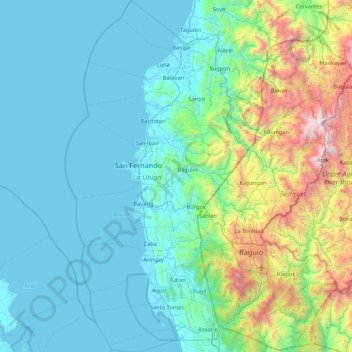 Rosario La Union Map La Union Topographic Map, Elevation, Relief