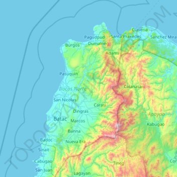 Topography Of Ilocos Region Ilocos Norte Topographic Map, Elevation, Relief
