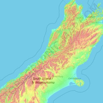 West Coast Topographic Map West Coast Topographic Map, Elevation, Relief