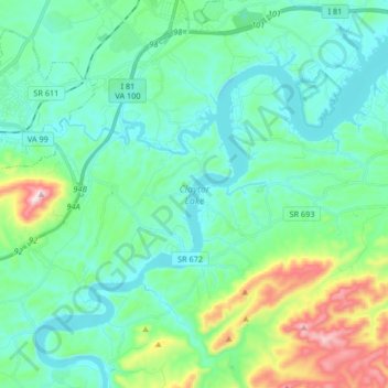 Claytor Lake Fishing Map Claytor Lake Topographic Map, Elevation, Relief