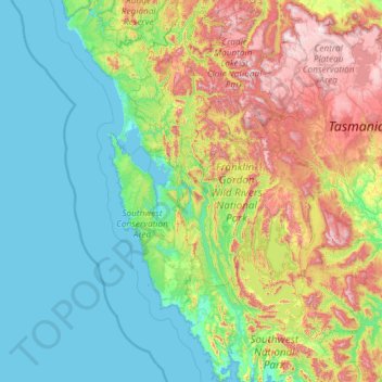 West Coast Topographic Map West Coast Topographic Map, Elevation, Relief