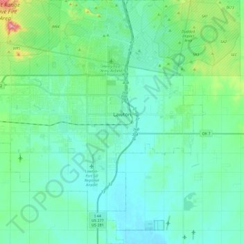 Lawton topographic map, elevation, relief