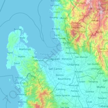 Pangasinan Map Via Satellite Pangasinan Topographic Map, Elevation, Relief
