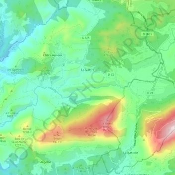 La Martre Topographic Map, Elevation, Relief