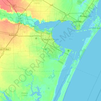 Map Of Corpus Christi Corpus Christi Topographic Map, Elevation, Relief