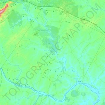 Fluvanna County topographic map, elevation, relief