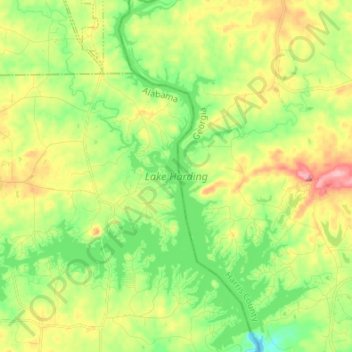 Lake Harding topographic map, elevation, relief