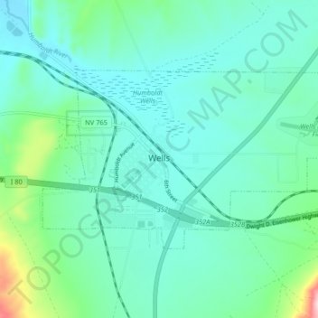 Wells topographic map, elevation, relief