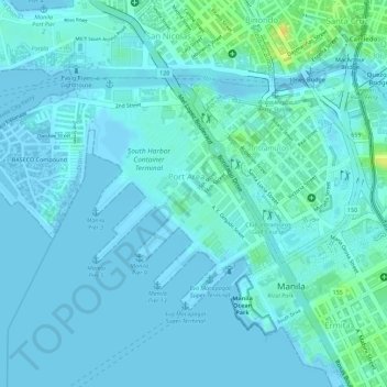 Port Area Manila Map Port Area Topographic Map, Elevation, Relief