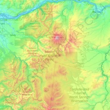 Mt Hood Elevation Map Mount Hood National Forest Topographic Map, Elevation, Relief