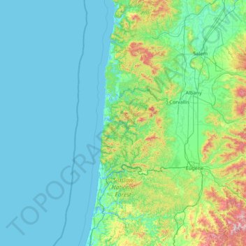 Siuslaw National Forest Map Siuslaw National Forest Topographic Map, Elevation, Relief