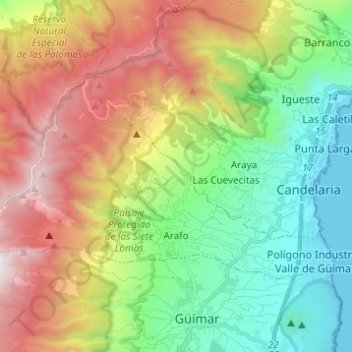 Arafo Topographic Map Elevation Relief Arafo Topographic Map Elevation Relief