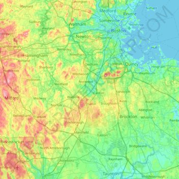 Map Of Norfolk County Ma Norfolk County Topographic Map, Elevation, Relief