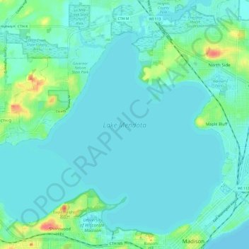 Lake Mendota Topo Map Lake Mendota Topographic Map, Elevation, Relief