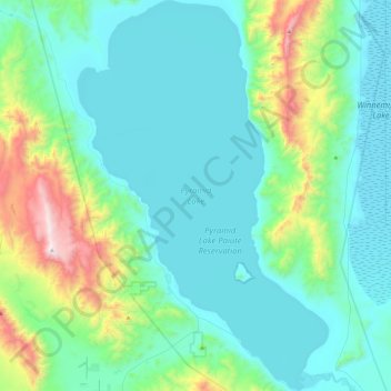 Pyramid Lake topographic map, elevation, relief