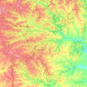 Henry County topographic map, elevation, relief