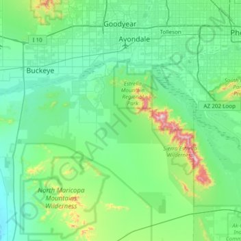 Maricopa County Topographic Map Goodyear Topographic Map, Elevation, Relief