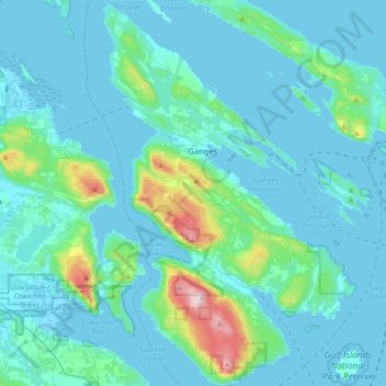 Salt Spring Island Map Saltspring Island Topographic Map, Elevation, Relief