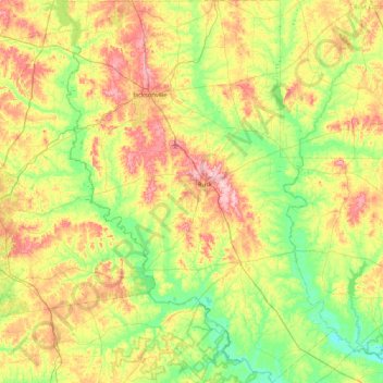 Cherokee County topographic map, elevation, relief