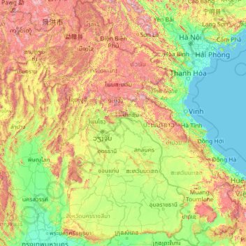 Laos topographic map, elevation, relief