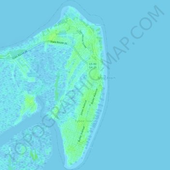 Tybee Island topographic map, elevation, relief