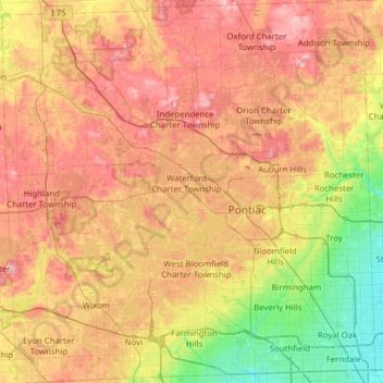 Oakland County Township Map Oakland County Topographic Map, Elevation, Relief