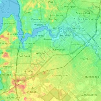 City Of Gosnells Mapping City Of Canning Topographic Map, Elevation, Relief