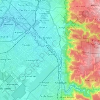 City Of Gosnells Mapping City Of Gosnells Topographic Map, Elevation, Relief