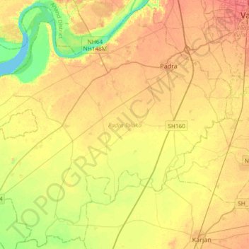 Padra Taluka Village Map Padra Taluka Topographic Map, Elevation, Relief