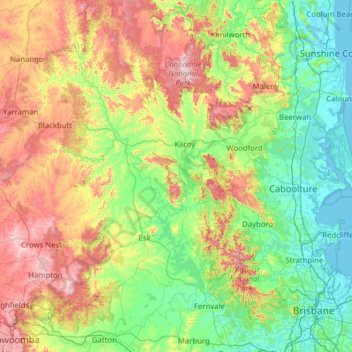 Topographic Map Of Brisbane Brisbane River Topographic Map, Elevation, Relief